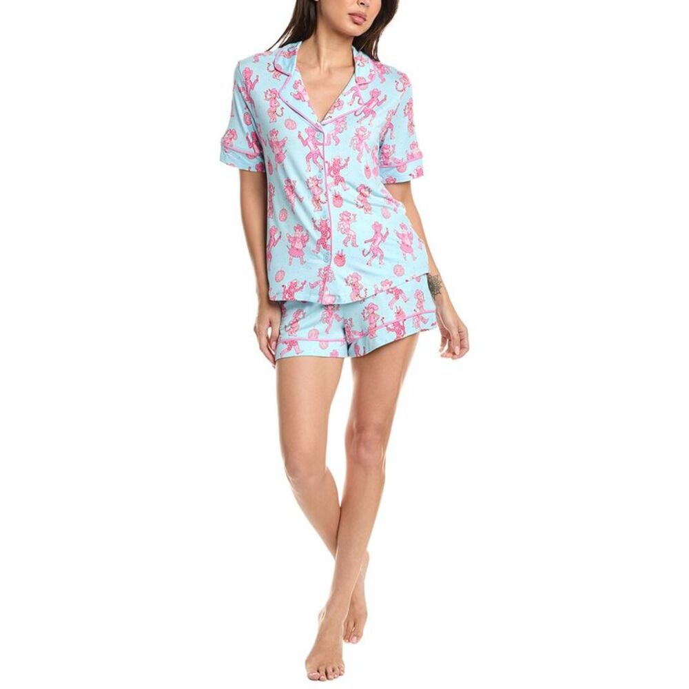 Room Service Womens 2Pc Dakota Short Pajama Set, Blue